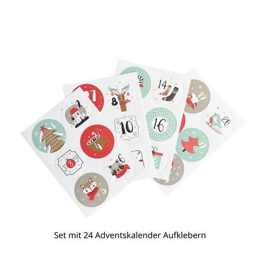Adventskalender Aufkleber zum Basteln - Papeterie