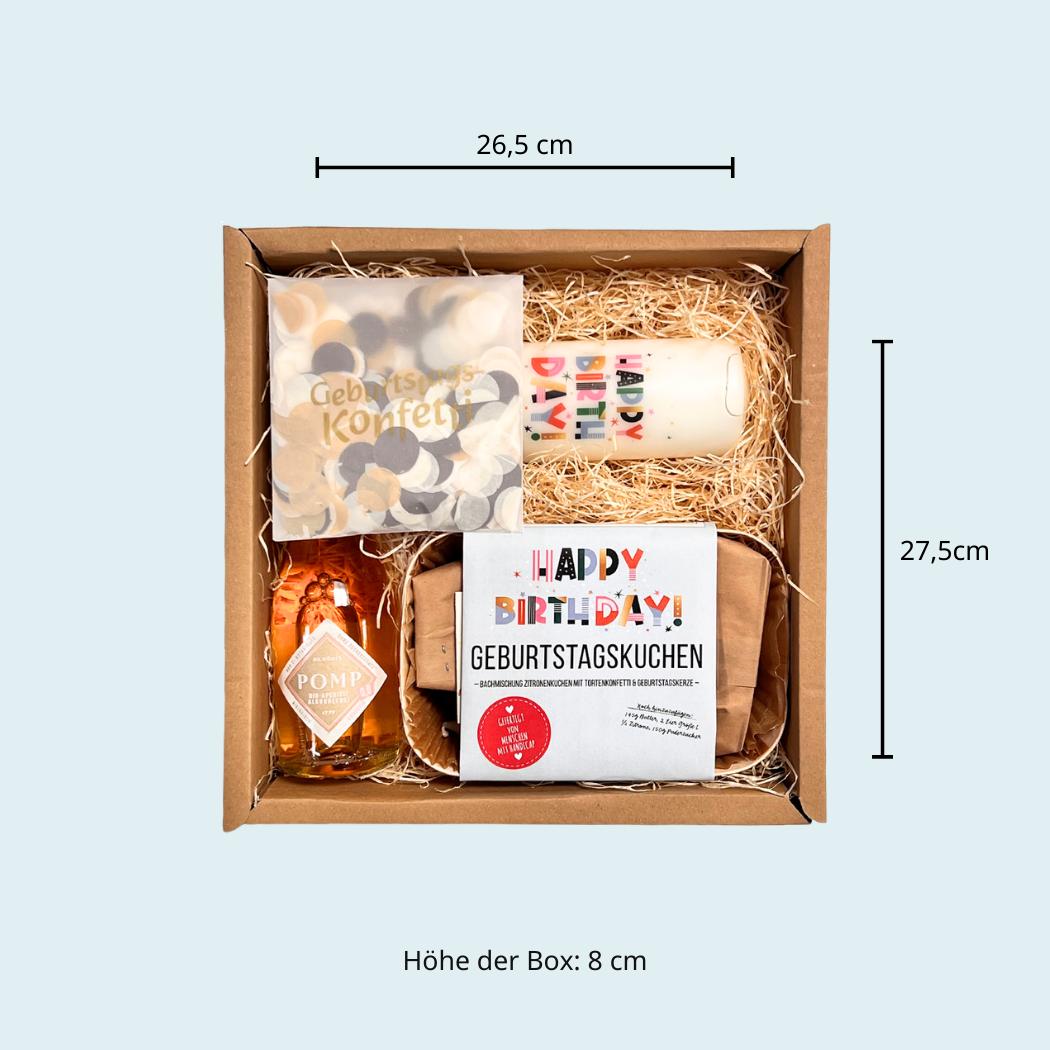 Größe der Box: 26,5x27,5x8cm- Mach eine Geburtstagsfreude