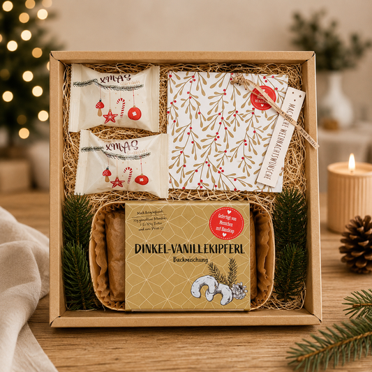 Geschenkbox zu Weihnachten mit Plätzchen Backmischung