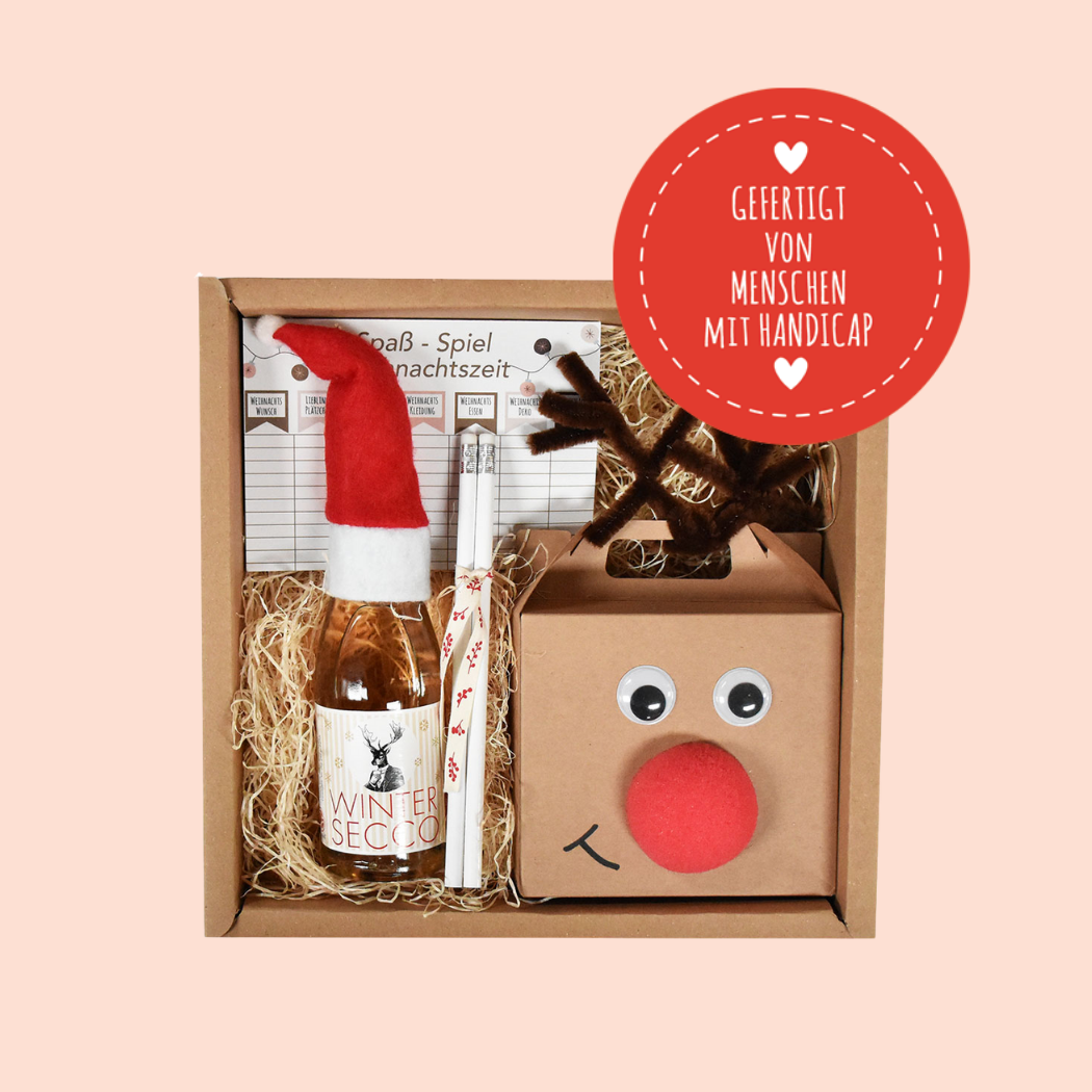 Gefertigt von Menschen mit Behinderung- Weihnachtsbox mit Pizza set und Winter Secco