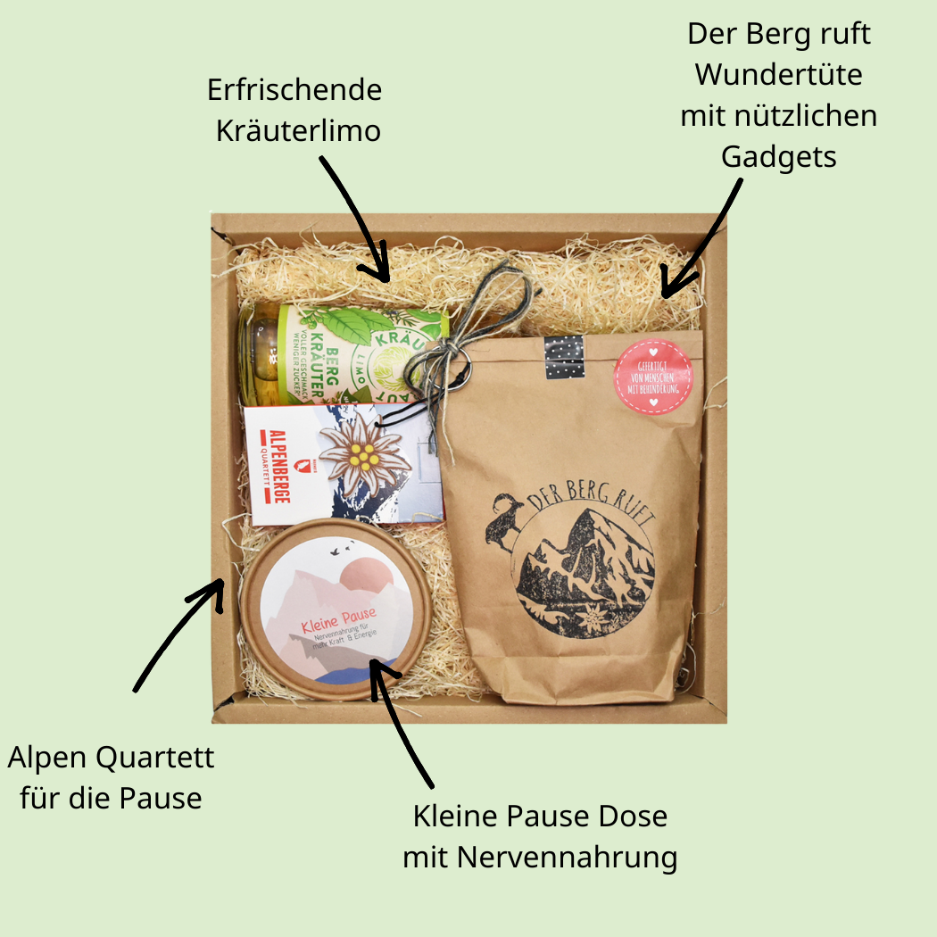 Geschenk für Wanderer mit nützlichen Dingen für die Kletterpartie