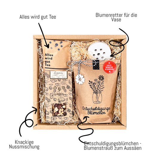 Entschuldigungsbox mit Blümchen