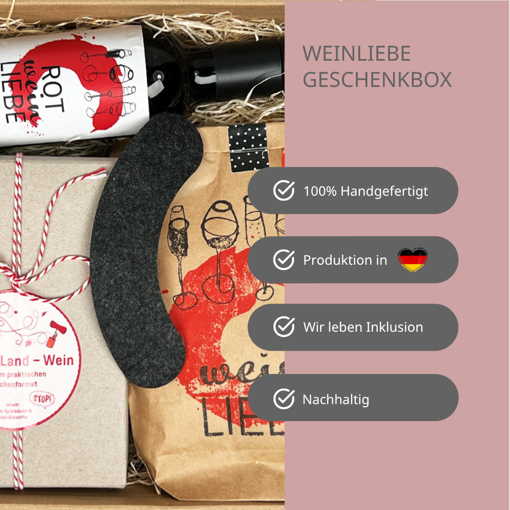 Weingeschenk Box – Für Weinfreunde-Warum du diese Box kaufen solltest – 100 % handgemacht- Produktion in Deutschland- Wir leben Inklusion- nachhaltig
