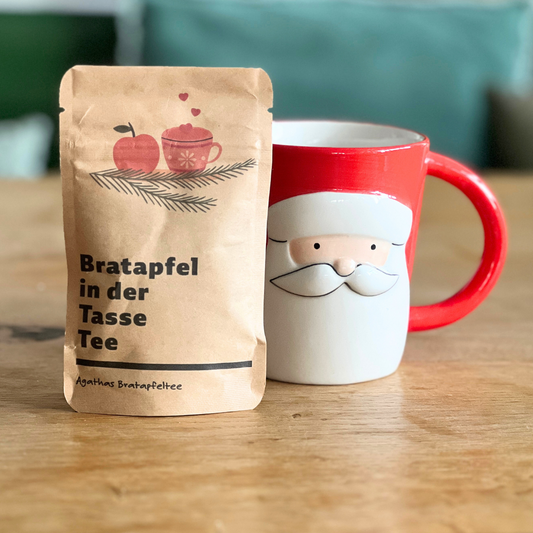 Santa Weihnachtsmann Tasse mit Bratapfel Tee