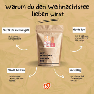 warum du den Weihnachtstee lieben wirst. Schenken und Gutes tun, perfektes Mitbringes