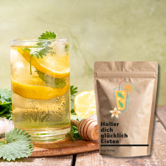 Eistee zum Selbermachen mit Holunder Minz Eistee