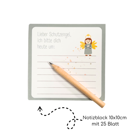 Schutzengelblock mit 50 Blättern und Mini Bleistift