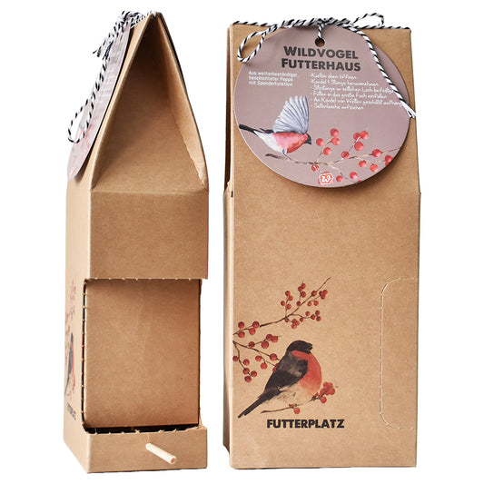 Vogelfutterhaus aus Pappe