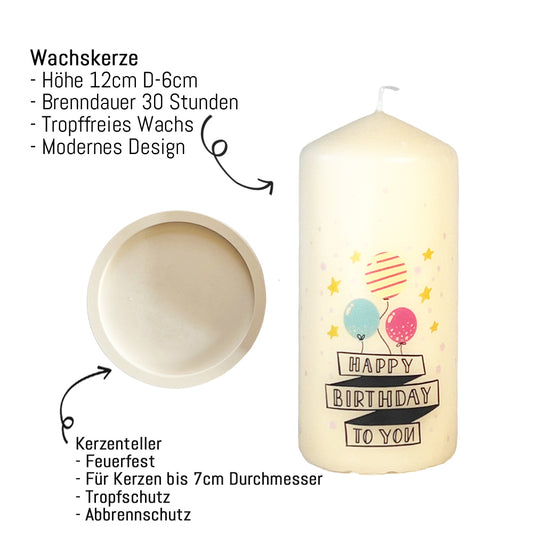 Happy Birthday Kerze Beschreibungen Höhe, Brenndauer