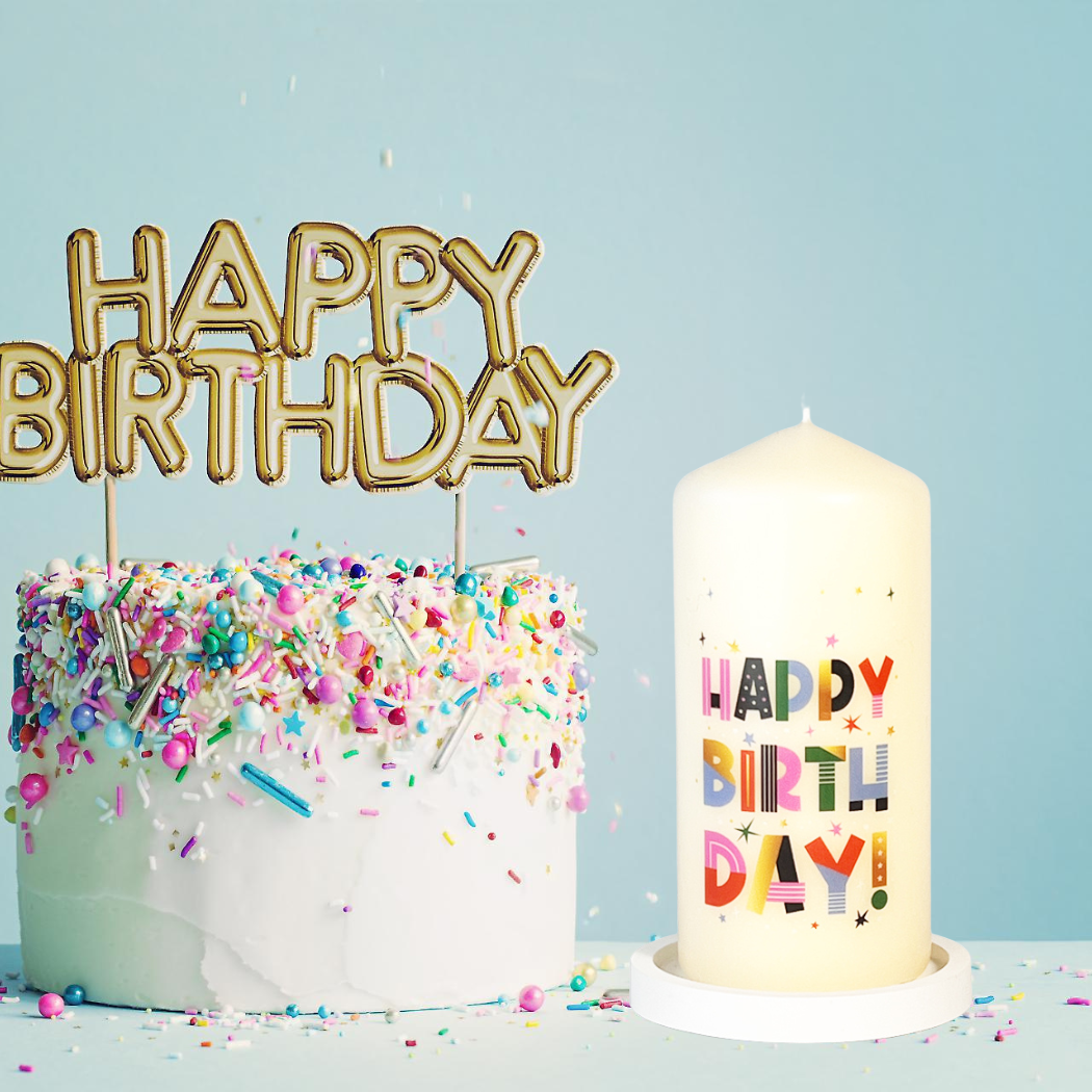 Geburtstagskerze mit Teller