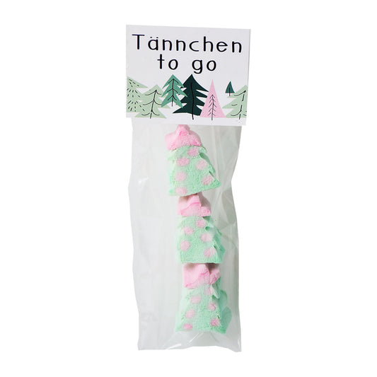 Süße kleine Weihnachtsgeschenke3 Tännchen Marshmellow verpackt in eine Tüte mit witzigem Spruch