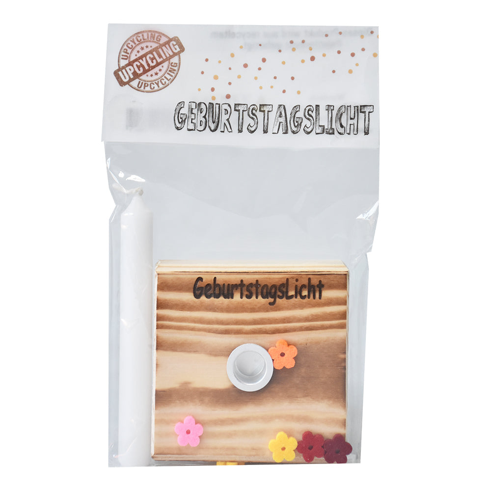 Upcycling Geschenk mit Baumkerze