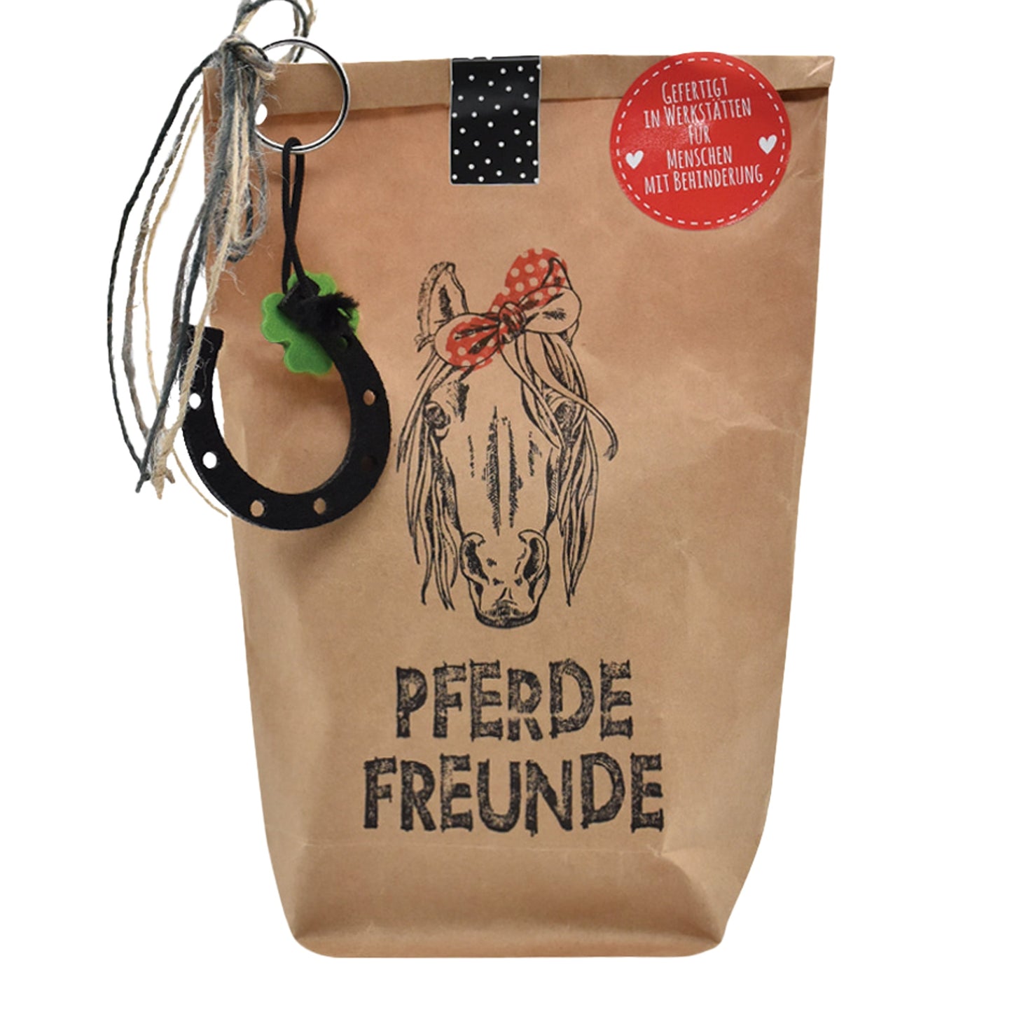 Wundertüte in braun bestempelt mit Pferdekopf als Geschenk für Pferdeliebhaber