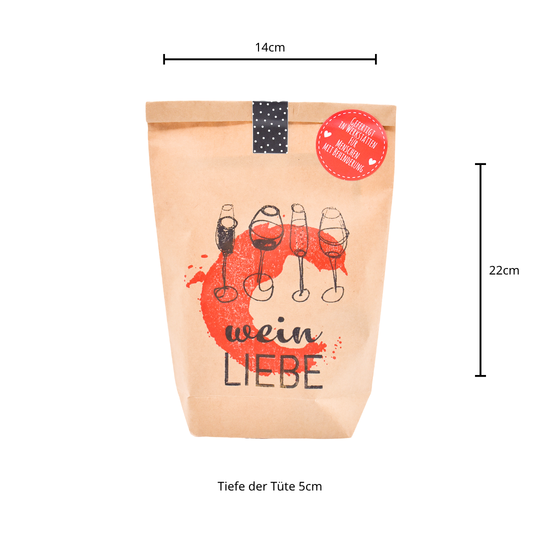 Größe der Weinliebhaber Tüte ca. 14x22x5cm