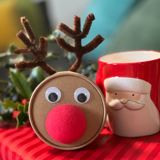 Weihnachten Süßigkeiten: Rudi Rentier Dose mit Trinkschokolade und Marshmallows