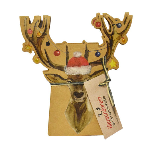 Geschenkverpackung Weihnachten in Form von einem Hirschen