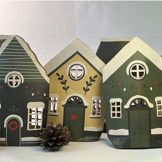 Weihnachtsdeko beleuchtet: Lichttüten 3er Set natur für eine Lichterstadt