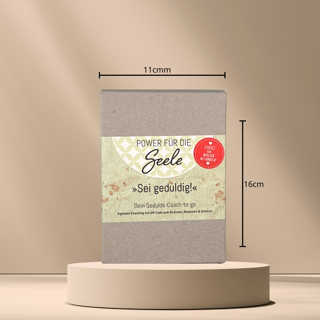 Coaching Geschenk für mehr innere Ruhe mit QR Code, Kartenhalter und Kerze in Geschenkschachtel
