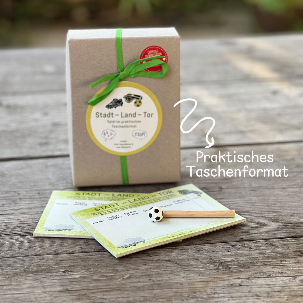 Stadt Land Fußball – Stadt-Land-Tor Spiel im Taschenformat