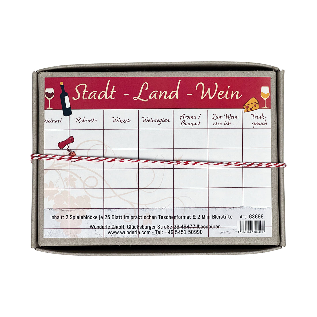 Rückseite Stadt Land Wein Spieleset
