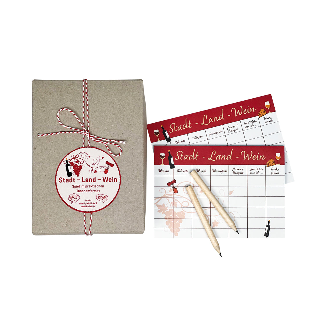 Stadt Land Wein Spiel - Wein Geschenk