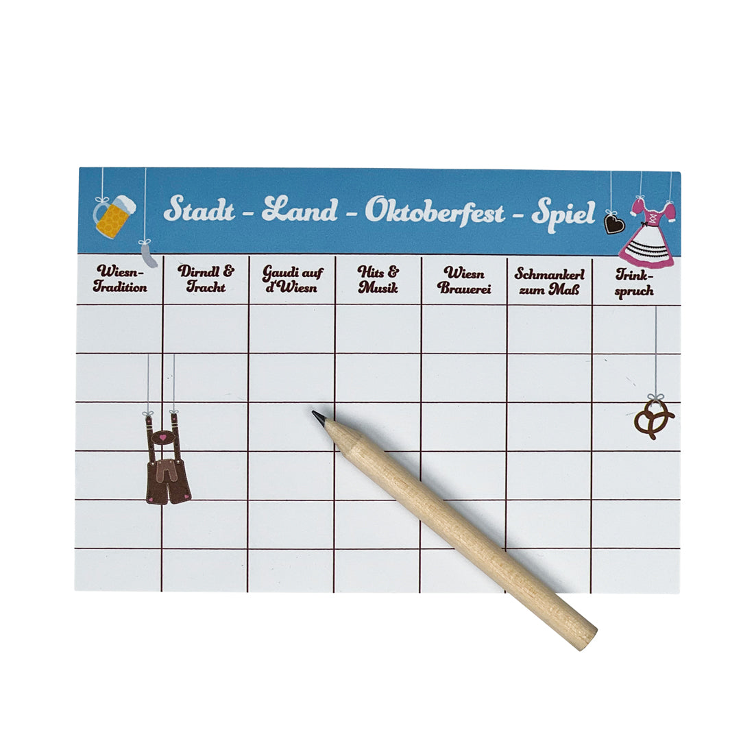 Stadt Land Oktoberfest Spieleblock