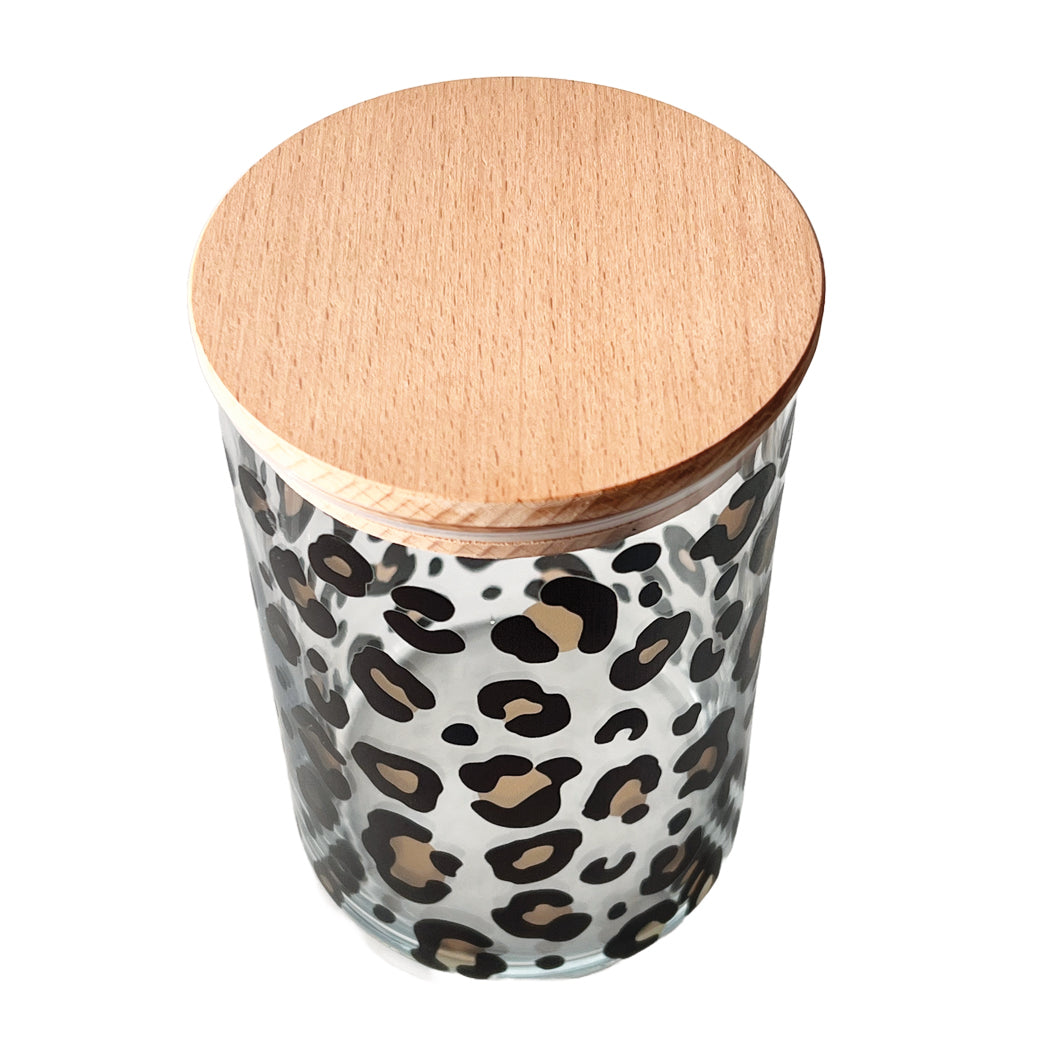 Vorratsglas Leoprint mit Holzdeckel - Draufsicht