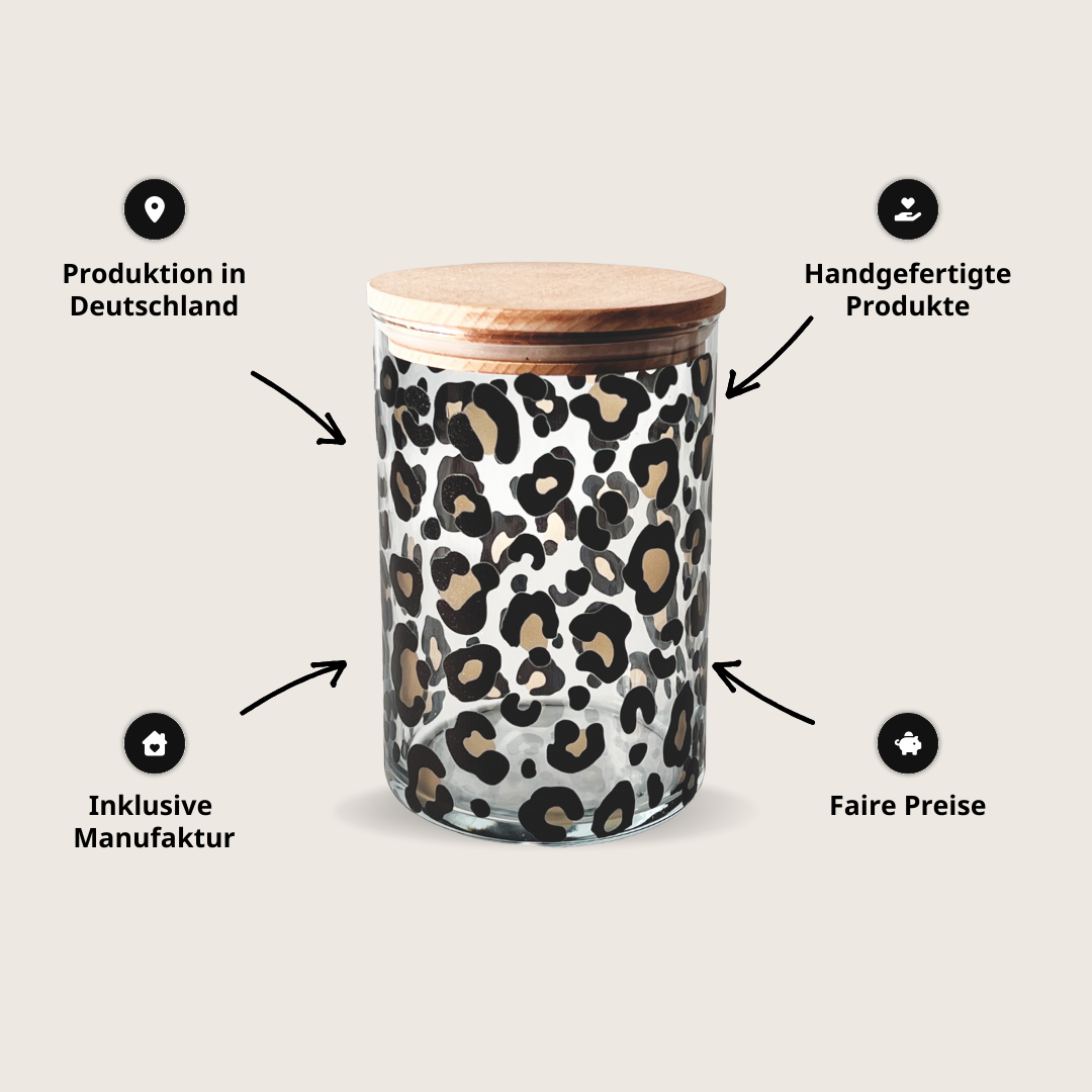 Kaffeedose Leo Print aus Glas