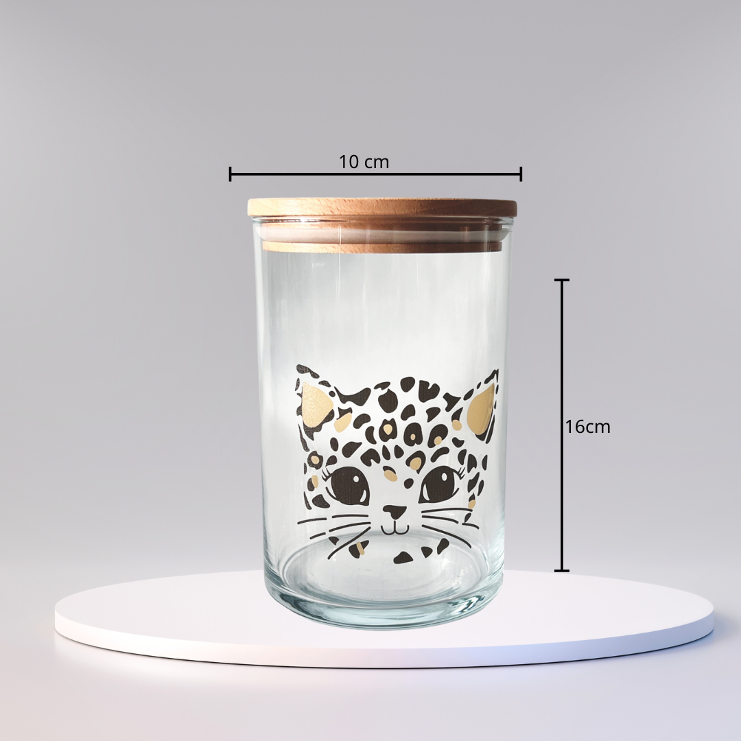 Vorratsglas für Katzenleckerli mit Holzdeckel