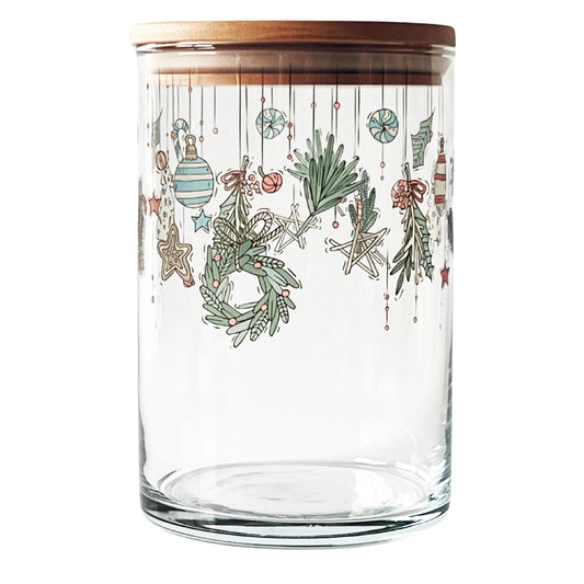 Glasdose für Kekse! Edles Glas mit Weihnachtsgirlande