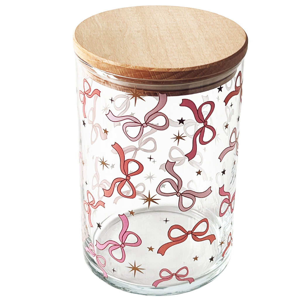 Süßigkeiten Glas mit Deckel mit Schleifen Optik