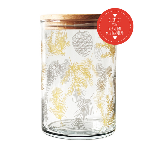 Glasdose mit Holzdeckel gefertigt von Menschen mit Handicap