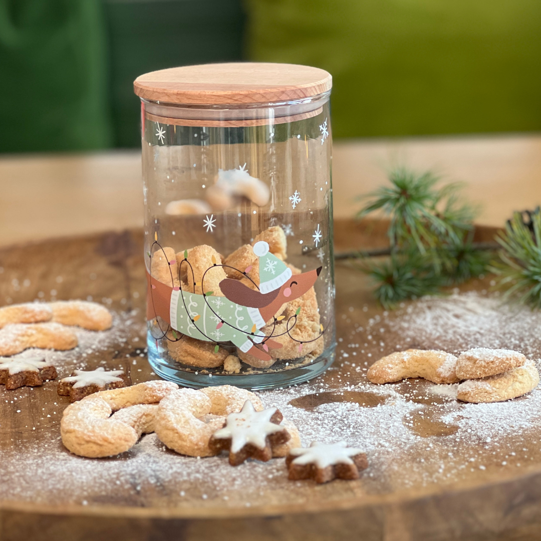 Dackel Plätzchenglas mit Holzdeckel