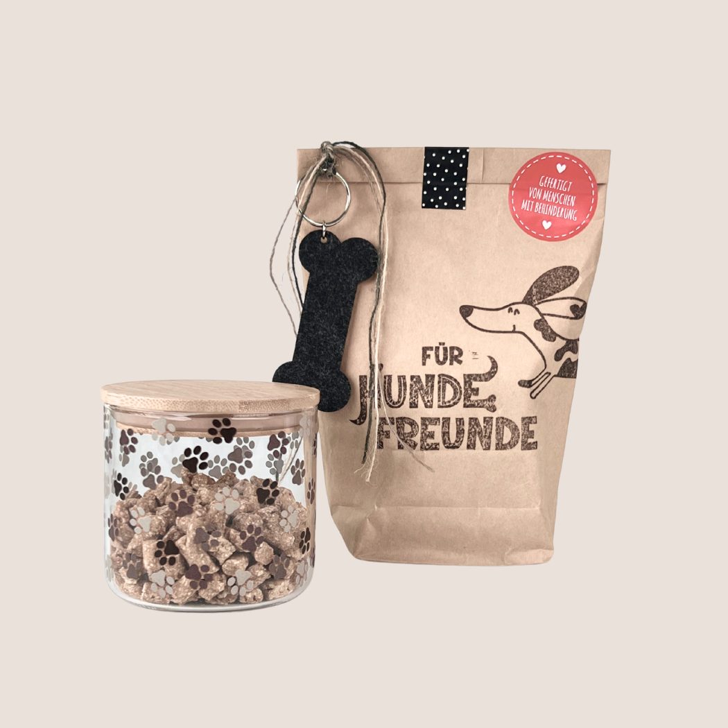 Hundefreunde tüte und Leckerchen Glasdose