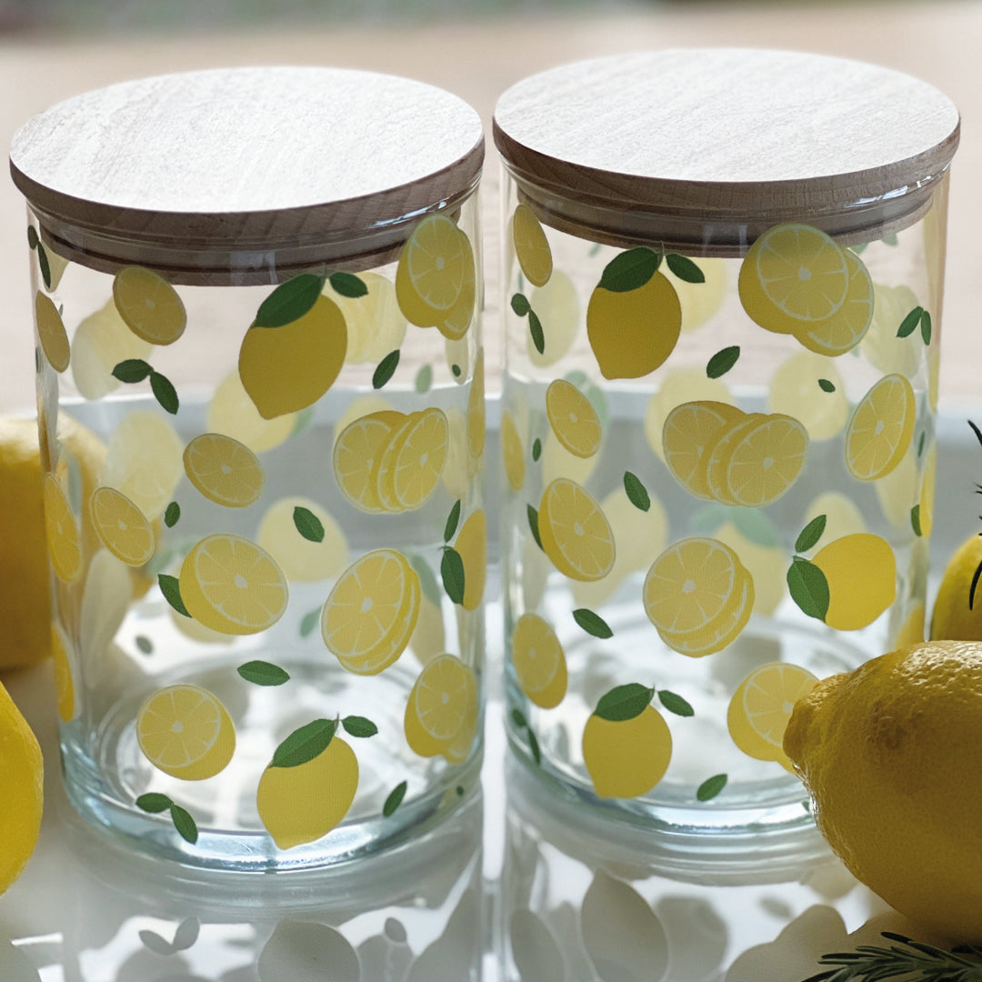 Sommerliche Glasdose als Vorratsglas