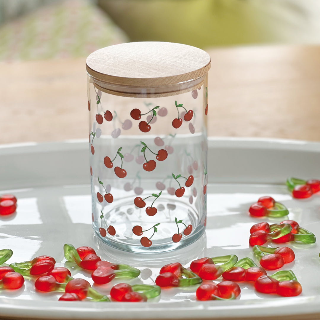 Vorratsglas mit Holzdeckel Kirschen