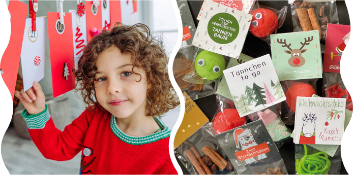 Adventskalender basteln Inhalte Bildcollage