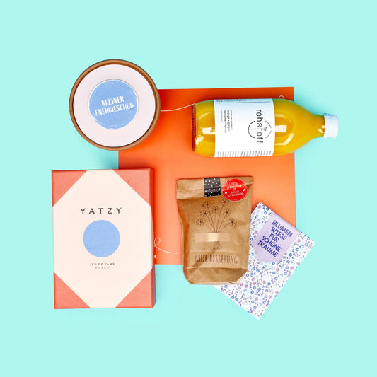 Gute Besserung Geschenk mit Herz Hey WOW go green Geschenkbox