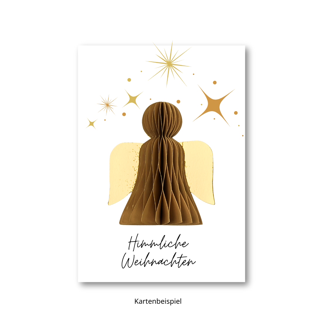 Weihnachtskarten basteln Beispiel mit Wabenengel