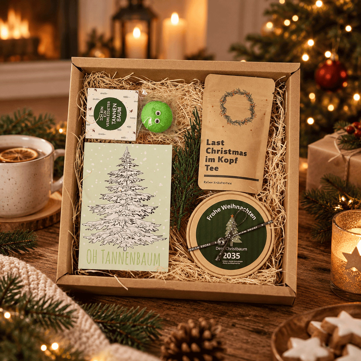 Weihnachtsgeschenk: Christbaum Anzucht Set Geschenkbox