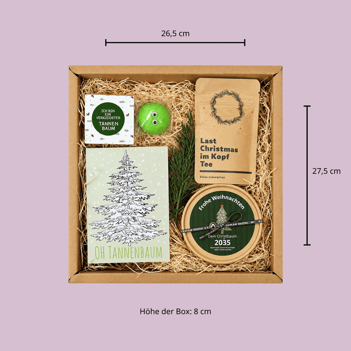 Christbaum Anzucht Set Geschenkbox, Breite 26,5 cm, Länge 27,5 cm, Höhe 8cm