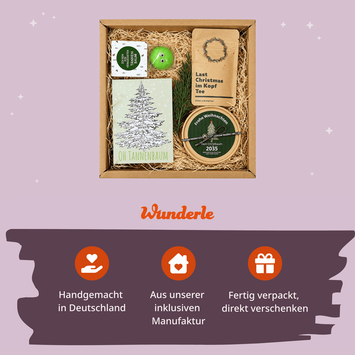 Christbaum Anzucht Set Geschenkbox, handgemacht in inklusiver Manufaktur in Deutschland