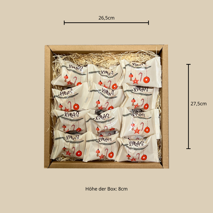 Adventskalender Box mit 24 Glückskeksen