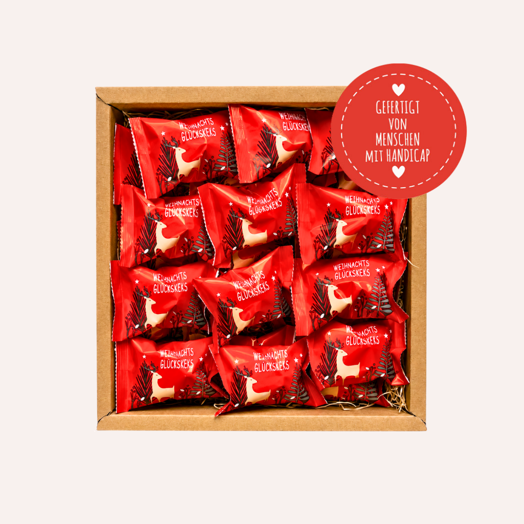 Geschenkbox mit 24 Weihnachtlichen Glückskeksen