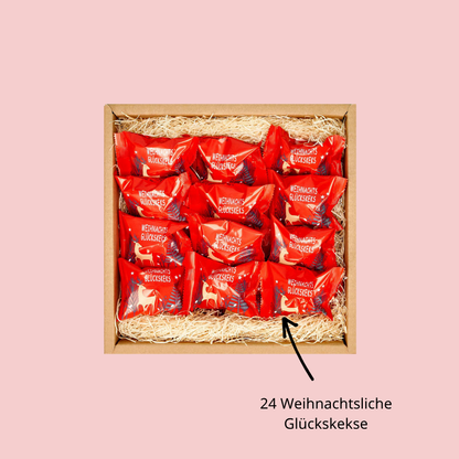 Adventskalender Glückskeks Box  - 24 Kekse in einer Box