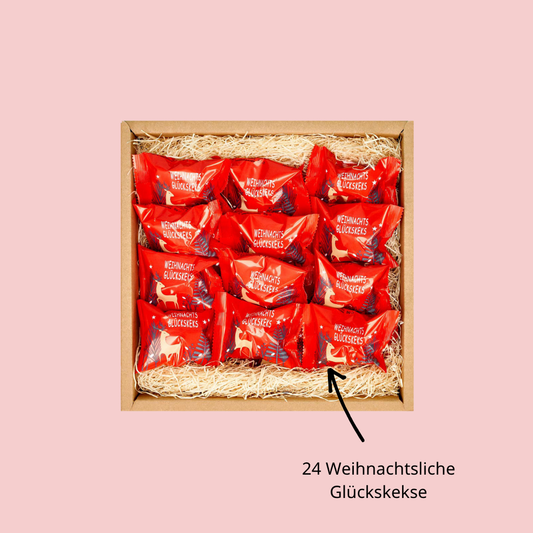 Adventskalender Glückskeks Box  - 24 Kekse in einer Box