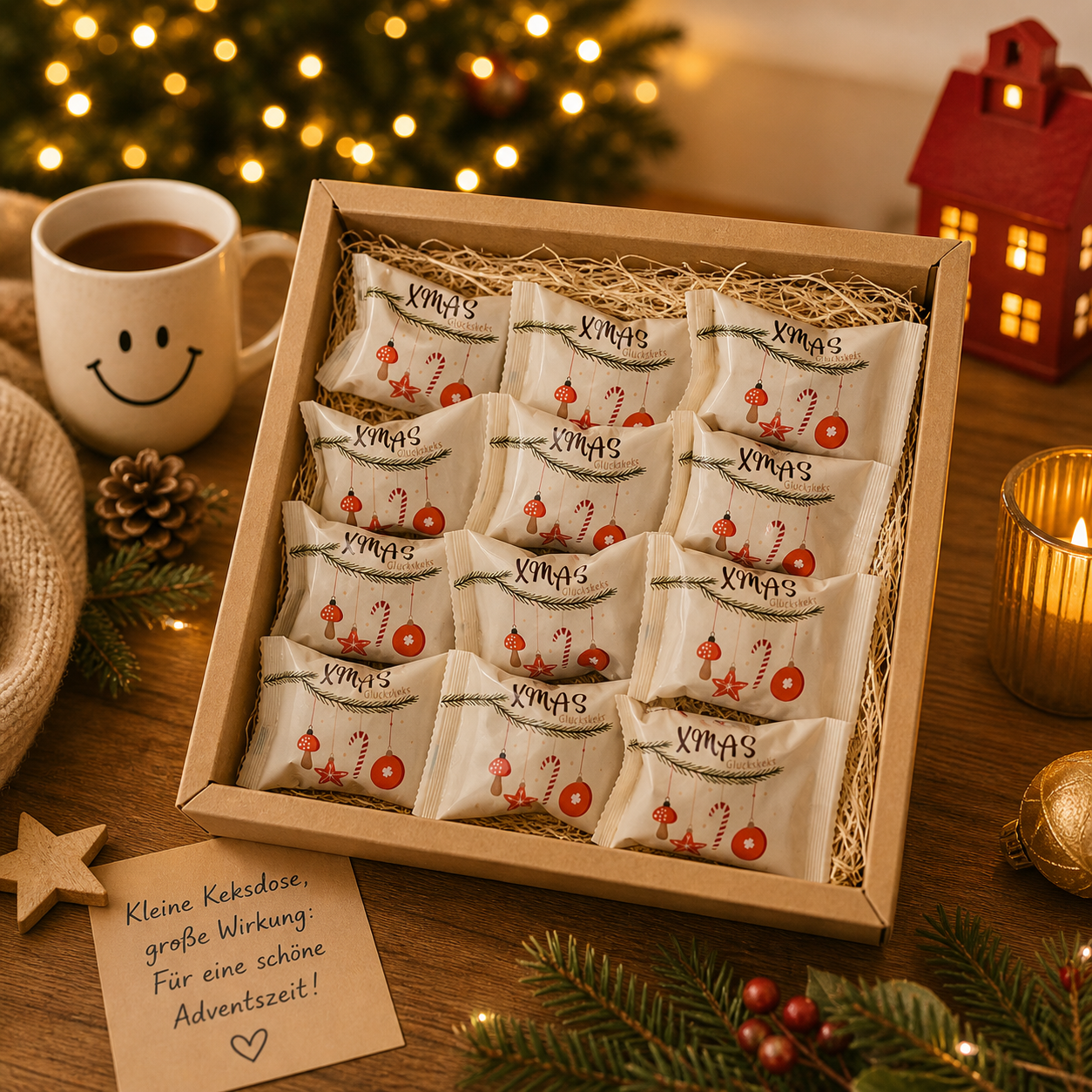 Adventskalender Geschenk Box mit Glückskeksen