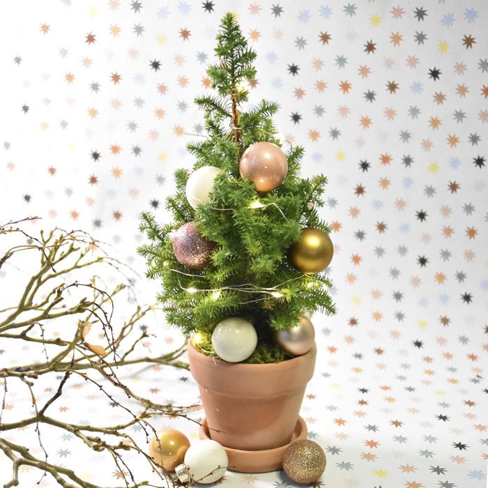 weihnachtsbaum deko-Mini Tannenbaum mit Lichterkette und Christbaumschmuck