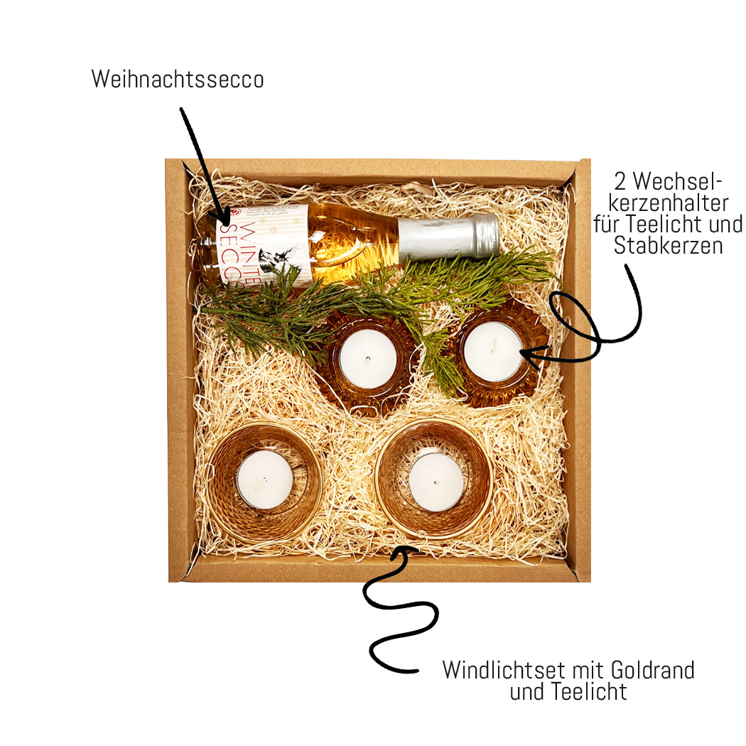 Weihnachten Teelicht Geschenkbox – Festlicher Glanz für dein Zuhause Innenansicht mit Beschreibung