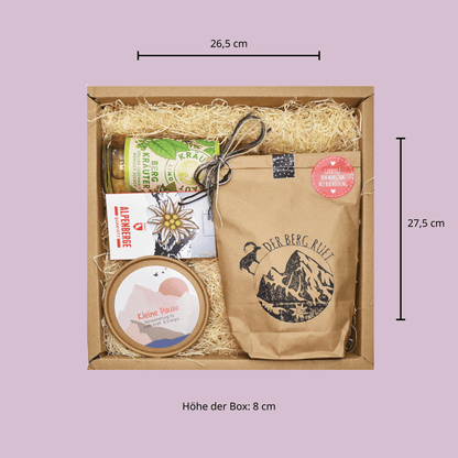 Geschenkbox für Wanderer Breite: 26,5 cm, Länge: 27,5 cm, Höhe: 8 cm